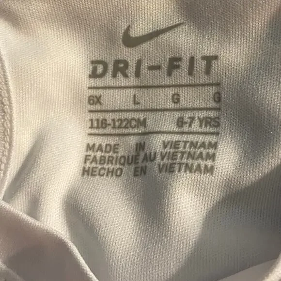 Nike Dri Fit White Shirt Size 6X 👍👍👍Back to School Marked items 3 $20 - Picture 3 of 3
